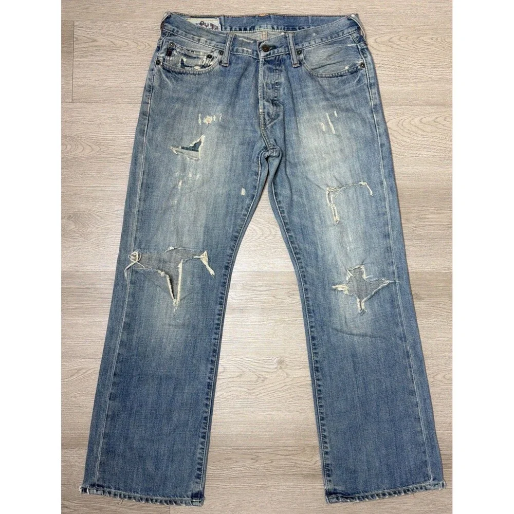Vintage Abercrombie & Fitch Mens Jeans 30x30 Distressed Ripped Button Fly Y2K⁠